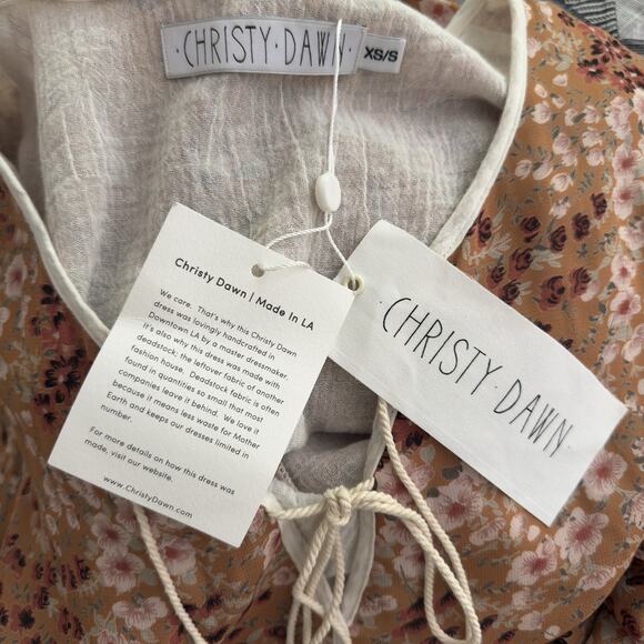 Christy Dawn Paloma Dress Rust Garden Floral Boho Maxi Peasant Prairie Size XS/S - Picture 8 of 14